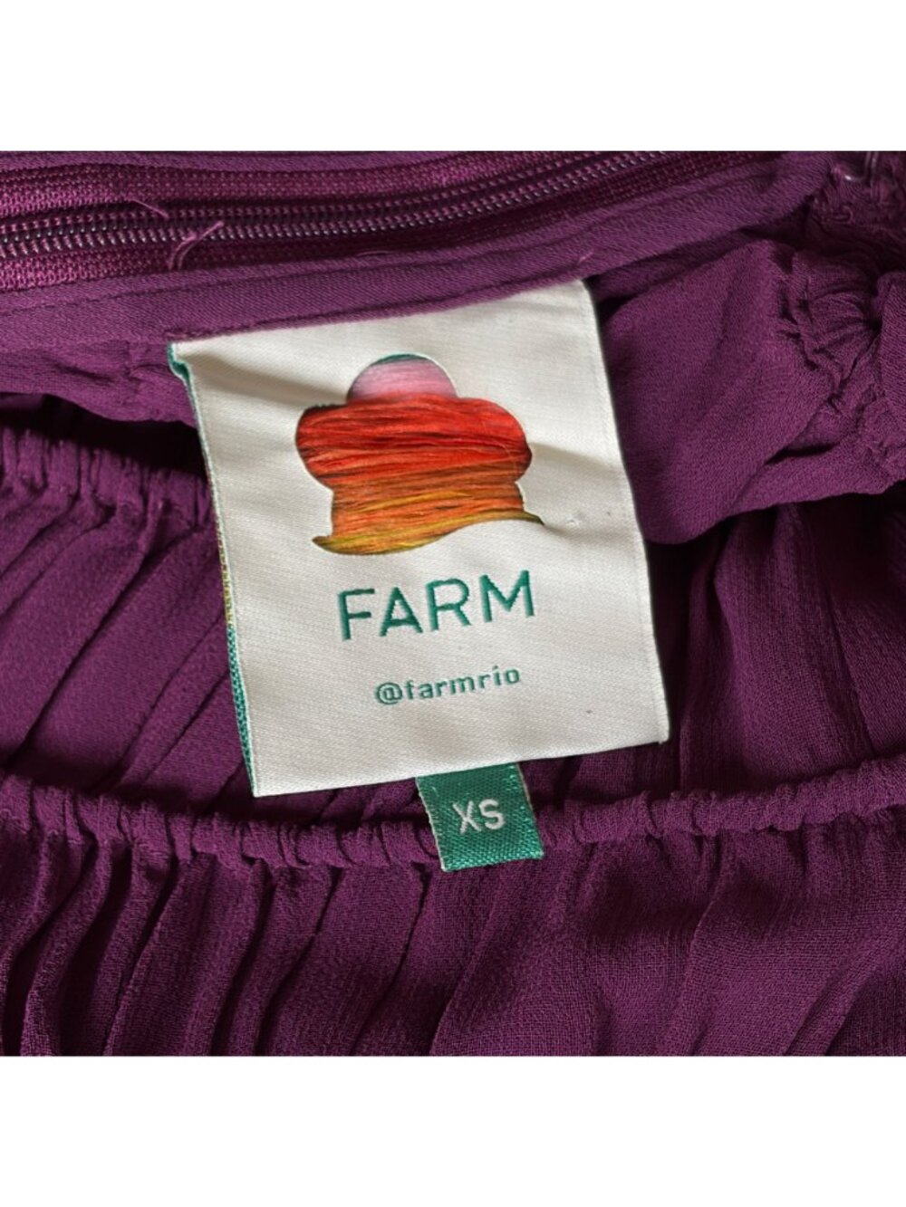 Farm Rio Romantic Ruffle Smocked Boho Long Sleeve Blouse Top Burgundy Size XS - Picture 5 of 9